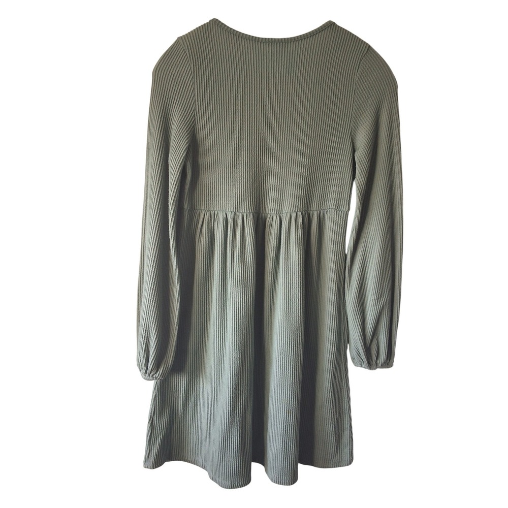 Alya Francesca's Small Ribbed V-Neck Babydoll Mini‎ Dress Y2k Preppy Minimalist - Picture 2 of 7